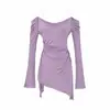 Camiseta Fina Ligeramente Transparente Estilo Coreano Diseño Puro Deseo para Mujer Principios de Otoño Espalda Descubierta Sexy Cintura ceñida Top Irregular Chica Caliente