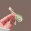 Grampo de Cabelo Elegante com Pérolas para Mulheres, Presilha de Metal com Laço Preto, Presilha Lateral de Alto Padrão, Presilha para Franja, Simples Presilha Bico de Pato