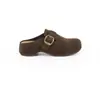 Zapatos Birkenstock originales de piel auténtica para mujer que aumentan la altura 4.5 cm, dos versiones: mules de ante con punta redonda, tira de hebilla y suela gruesa
