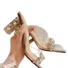 Sandalias Planas Transparentes con Pedrería para Mujer 2026 Verano Nuevos Tacones Altos de Cristal de Moda Sexy Sandalias de Exterior Calzado de Mujer