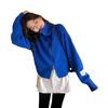 Suéter Azul Klein Prendas de Abrigo Otoño e Invierno 2025 Nuevo Estilo Dulce Diseño de Doble Cremallera Cárdigan de Punto de Manga Larga para Mujer