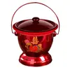 Escupidera roja de boda con tapa, diseño de dragón y fénix en esmalte, cubo de bendición matrimonial, dote de la novia, cubo para orina de uso doméstico