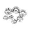 Tuerca Brida de Acero Inoxidable 304 Personalizada 316 Tuerca Hexagonal Antideslizante y Antiaflojamiento con Tapa de Tornillo de Bloqueo de Almohadilla Dentada