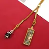 Pingente Thangka Pequeno em Aço Titânio Dourado Pintado à Mão Zodíaco Santo Padroeiro Deus Amarelo da Riqueza Vida Passada e Vida Presente Dzi Colar Thangka
