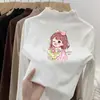 Camiseta de Manga Larga de Cuello Alto para Niña Estilosa Ropa de Otoño/Invierno Infantil De Rong Capa Base Cálida Top Versátil con Volantes