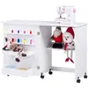 Armário de Sala de Estar Transfronteiriço com Rodas, Prateleiras, Lixeira e Pregos; Mesa de Costura Dobrável, Compacta e Multifuncional
