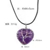 Colgante con forma de corazón de cristal de piedra natural europeo y americano, con alambre enrollado, colgante de amatista, collar hecho a mano con alambre enrollado para hombres y mujeres