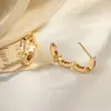 Nuevos Pendientes de Aro Retro Unisex Color Café Claro Dorado con Cruz de Aguja Recta Amigables con los Oídos para Otoño e Invierno