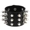 Oye Ventas Directas de Fábrica Pulsera Punk No Convencional Europea y Americana con Remaches Cónicos Puntiagudos y Tres Filas de Pulseras de Cuero