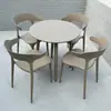Juego de Plástico para Reuniones de Ocio al Aire Libre con Mesa Redonda Pequeña y Sillas para Balcón, Popular en Cafeterías de Té de Leche de Moda, Mesa de Comedor Simple para Uso al Aire Libre
