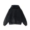 Sudadera con capucha de terciopelo fino lavada y desgastada, tendencia retro americana, top casual holgado, estampado de pareja, logo bordado