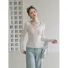 Suéter de Punto LiLvi Gris con Botones, Cuello Semiabierto, Manga Larga para Mujer, Otoño 2026, Corte Ajustado, Top Básico Adelgazante