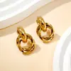 Brincos Geométricos Banhados a Ouro para Mulheres, Simples e Versáteis, Brincos de Aço Titânio de Alta Qualidade, Modernos para o Dia a Dia