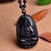 Pingente Buda Guardião do Zodíaco Obsidiana Colar Oito Guardiões Joias Unissex Cristal de Cabelo Preto