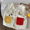 Chal lindo de dibujos animados para niños, nuevo estilo primavera/otoño 2026, unisex, con múltiples bolsillos, diseño de bloques de color, prenda exterior sin mangas para bebés