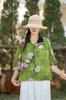 Camisa delgada de algodón y lino para mujer, top para mujer 2024 Verano, nueva camisa de manga murciélago de mamá, cárdigan casual de talla grande para mujer