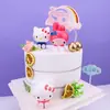 Decoración de Pastel Fruta Gato Kt Cereza Albóndiga Pequeña Ding Dang Gato Muñeco Mueve la Cabeza Plato Curvo