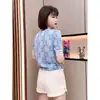 Moda de Verano Elegante Única Hermosa Blusa Camiseta Rosa para Mujer Linda de Manga Corta Tejida Chic Estilo Francés Top de Gama Alta