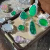 Colgante de Ágata Calcedonia Natural, Colgante de Hoja de Calcedonia, Collar Ruyi, Colgante de Jade Tipo Hielo, Colgante de Collar para Mujer de Lujo Ligero