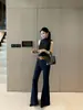 Yy Mismo Estilo Azul Denim Retro Adelgazantes Cubre Cadera Pierna Ancha No Ajustados Acampanados Pantalones para Mujer 9552 Cuatro Yuan
