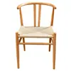 Silla en Y Tejida con Cuerda Madera de Caucho Madera Maciza Silla de Comedor Silla de Ocio para el Hogar con Respaldo Silla para Casa de Huéspedes Hotel Silla en Y de Madera Maciza Tejida con Cuerda