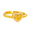 Anillo de Filigrana con Forma de Corazón Dorado Arena que No se Desvanece con Diamantes Brillantes Puzuojiu Anillo Ajustable con Forma de Corazón y Gypsophila para el Dedo Índice de Mujer