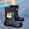 Botas de Lluvia Transfronterizas, Lindas Botas de Lluvia Exteriores de Media Pantorrilla para Mujer, Zapatos de Agua de Algodón, Nuevos Zapatos de Goma Impermeables y Antideslizantes para Cocina y Lavado de Autos