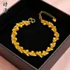Pulsera de Mariposa Dorada Perla Hielo Triturado, Pulsera de Calabaza Corazón Perla de la Suerte, Trébol de Cuatro Hojas Oro Arena, Venta Directa del Fabricante