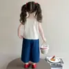 Conjunto de Verano 2026 para Niñas Nuevo Elegante Dulce Ropa de Verano para Niños Moda Delgada de Mezclilla Conjunto de Dos Piezas
