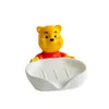 Caja de jabón de Winnie the Pooh para baño, instalación sin taladro, soporte de jabón para el hogar, diseño de dibujos animados, drenaje de agua, sin acumulación de agua, estante de almacenamiento