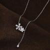 Collar de Flores Estilo Dulce Nuevo Femenino Ópalo Estudiante Simple Combinable Flor de Cinco Pétalos Cadena Clavícula Decoración Regalo