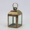 Lampião de Vento Estilo Europeu Suporte de Vela de Aço Inoxidável Lanterna de Vidro Dourada Lâmpada à Prova de Vento Lâmpada de Manteiga para Exterior Ornamento de Decoração