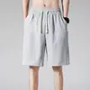 Shorts casuais masculinos verão fino calças esportivas gordura solta mais tamanho grande gelo seda calças masculinas