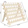 Rack de arame de madeira de 60 eixos Rack de armazenamento de linha de costura Pagode Rack de armazenamento de lã Rack de arame dobrável de mesa de madeira