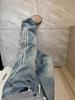 Jeans de Costuras a Rayas Estilo Americano High Street para Hombre Otoño e Invierno Sentido del Diseño Marca de Moda Holgados Retro Edición Estrecha Pierna Recta Pierna Ancha