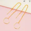 Aretes de oro arena aretes de nicho de alta gama para mujer que no se decoloran a largo plazo aretes de borla de metal amarillo de imitación accesorios de cobre transfronterizos