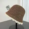 Nuevo Sombrero de Pescador Calado con Ribete de Encaje para Mujer Primavera/Verano 2026, Sombrero de Cubo de Punto para el Sol y Protección Solar