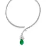 Colar Folha Esmeralda Retro Mais Vendido Transfronteiriço Design de Nicho Europeu e Americano Corrente de Clavícula com Strass Colar Feminino