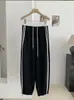 KEKEZOON Calça de Moletom Esportiva Patchwork Colorido com Listra Lateral Cintura Elástica Cordão Outono Solta Casual 8813
