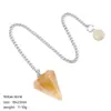 Pingente de Pêndulo de Cristal Natural Transfronteiriço, Coluna Hexagonal Esculpida em Pedra Natural, Acessório de Yoga, Pêndulo de Ametista Ajustável em Frequência