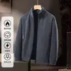 Jaqueta de Lã Nova para Outono e Inverno para Homens, Engrossada e Quente, Cardigan com Gola Alta, Moletom Casual, Esportes Soltos ao Ar Livre