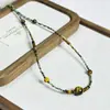 Collar Vintage de Nicho Estilo Francés Turquesa, Piedra Ojo de Tigre, Cuentas de Concha, Cadena Delicada Versátil para Suéter Venta al por Mayor