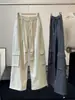 Pantalones cargo anchos para mujer de principios de otoño, cintura elástica con cordón, estilo coreano, bolsillos grandes, doble uso, puños, holgados, versátiles, casuales, largos