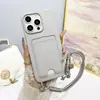 Soporte para Tarjetas de Inyección de Combustible con Agujero Grande Cordón Funda para Teléfono Móvil Adecuado para iPhone 16 Pro Max Tendencia 14 Moda 13 Soporte para Tarjetas 11