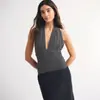 Europeas y Americanas Sexy Hotties Retro Lunares Top Halter de Mujer Verano Bloqueo de Color Camisola Malla Camiseta Interior