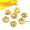 Pacote de ouro 18k floco de neve metal flor chapéu pétalas joias DIY pulseira contas suporte de contas espaçador areia dourada acessórios