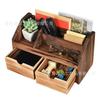 Caja de Almacenamiento de Escritorio de Madera Estilo Retro Compartimento Multifuncional Caja de Almacenamiento para Papelería Escritorio de Madera Oscura Caja de Madera