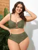 Novo maiô de duas peças plus size da Amazon para mulheres com fivela em U de metal, cintura alta, franzido e design push-up para fontes termais e férias na praia