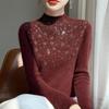 Mais fácil para combinar Elegante, Tricô Gola Alta Meia Estação Diamante Quente de Alto Nível para Mulheres Outono e Inverno 2024 Novo Estilo Top de Tricô com Caimento Slim