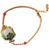 Pulseira de prata S925 banhada a ouro esmaltada azul estilo nacional jade Hetian estilo étnico museu do palácio planta de peônia pulseira